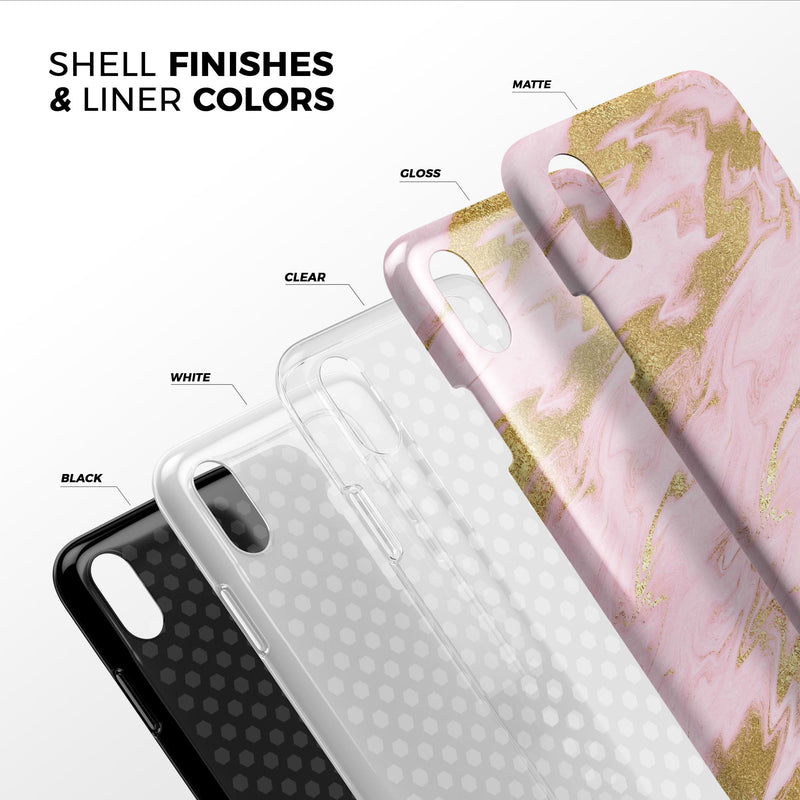 Rose Pink Marble & Digital Gold Frosted Foil V18 - iPhone X Swappable Hybrid Case