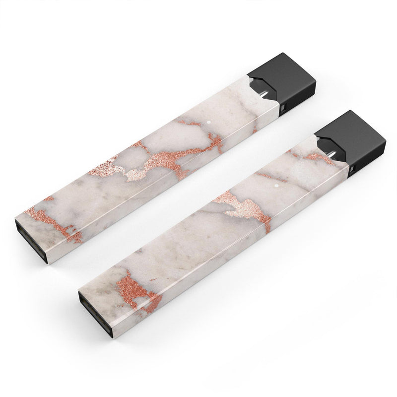 Rose Pink Marble & Digital Gold Frosted Foil V2 - Premium Decal Protective Skin-Wrap Sticker compatible with the Juul Labs vaping device