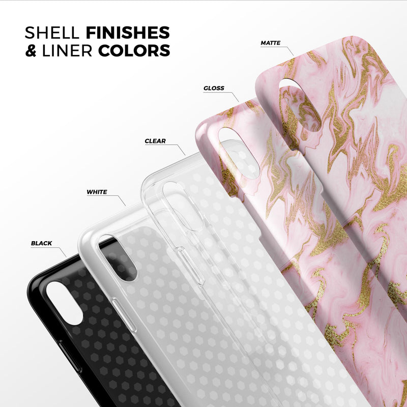 Rose Pink Marble & Digital Gold Frosted Foil V3 - iPhone X Swappable Hybrid Case