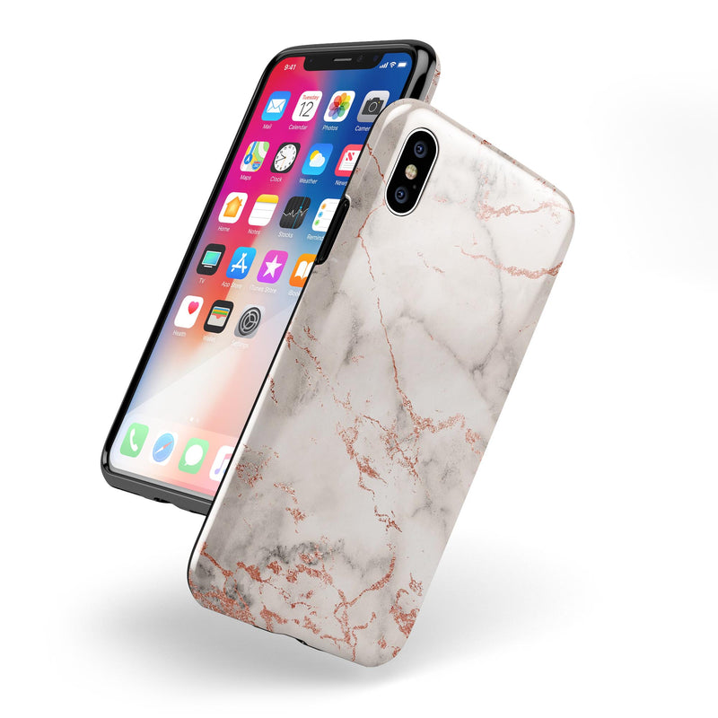 Rose Pink Marble & Digital Gold Frosted Foil V4 - iPhone X Swappable Hybrid Case