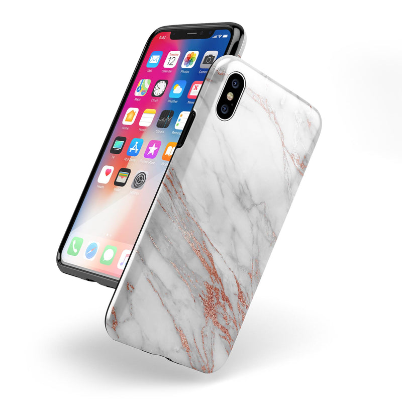 Rose Pink Marble & Digital Gold Frosted Foil V7 - iPhone X Swappable Hybrid Case