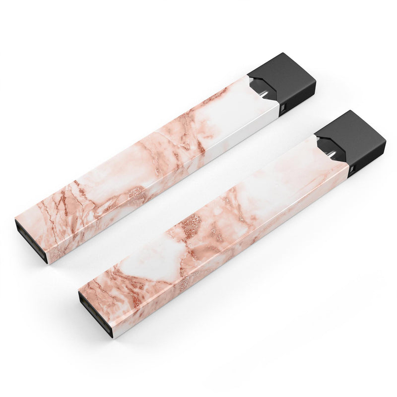 Rose Pink Marble & Digital Gold Frosted Foil V8 - Premium Decal Protective Skin-Wrap Sticker compatible with the Juul Labs vaping device