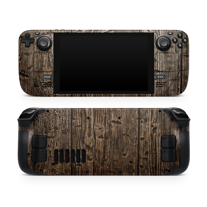Rough Textured Dark Wooden Planks // Full Body Skin Decal Wrap Kit for the Steam Deck handheld gaming computer