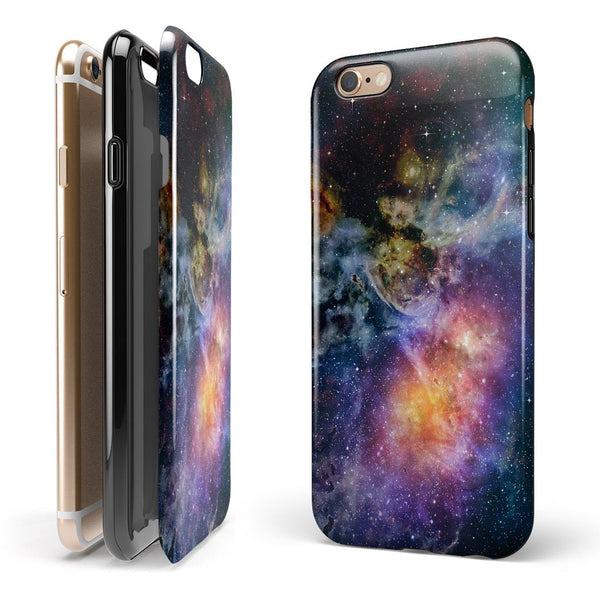 Rust and Bright Neon Colored Stary Sky iPhone 6/6s or 6/6s Plus 2-Piece Hybrid INK-Fuzed Case
