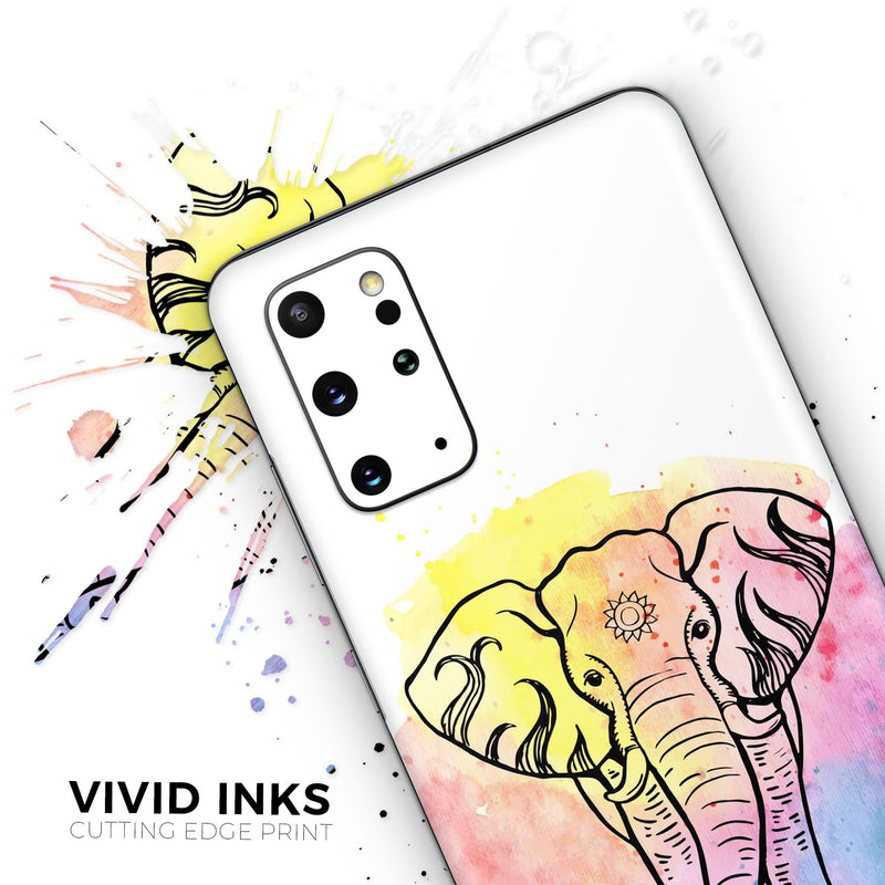 Sacred Elephant Watercolor - Skin-Kit for the Samsung Galaxy S-Series S20, S20 Plus, S20 Ultra , S10 & others (All Galaxy Devices Available)