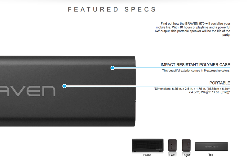 The Neon Rainbow Wavy Strips Skin for the Braven 570 Wireless Bluetooth Speaker