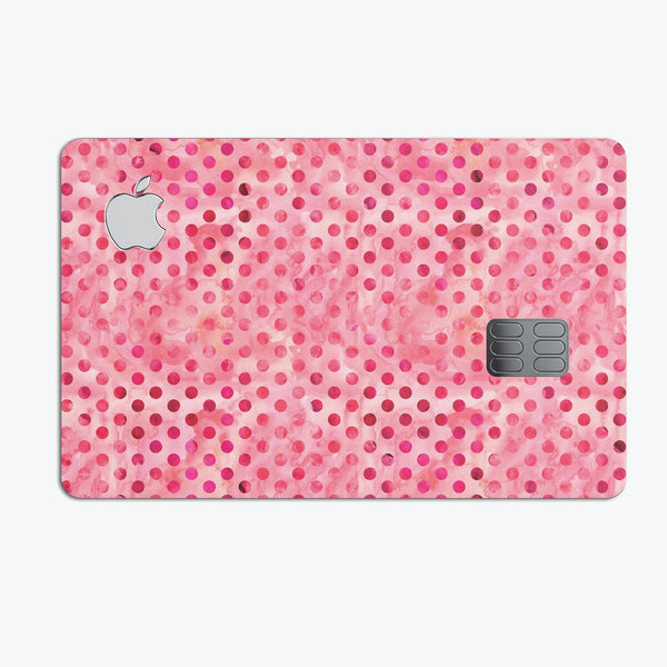 Shabby Chic Pink and Red Watercolor Polka Dots - Premium Protective Decal Skin-Kit for the Apple Credit Card