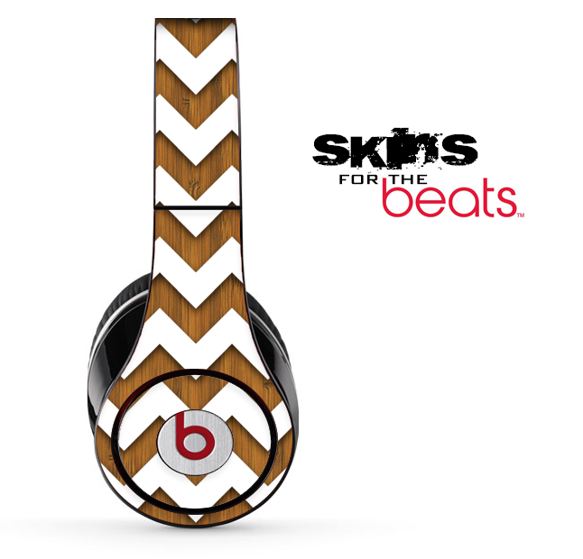 Wood and White Chevron Pattern Skin for the Beats by Dre Solo, Studio, Wireless, Pro or Mixr