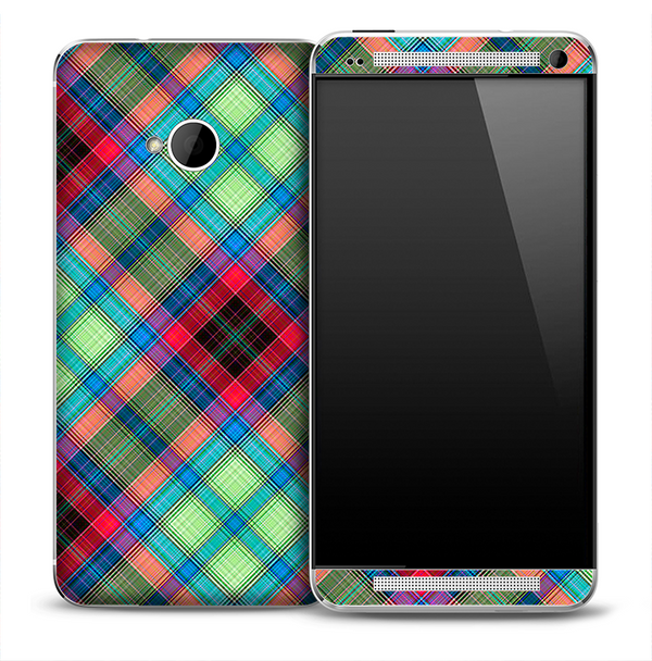 Neon Plaid Skin for the HTC One Phone