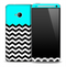 Aqua Blue White and Black 2 Toned Chevron Pattern Skin for the HTC One Phone