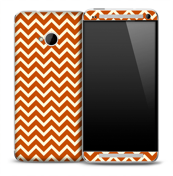 Tan and Brown Chevron Pattern Skin for the HTC One Phone