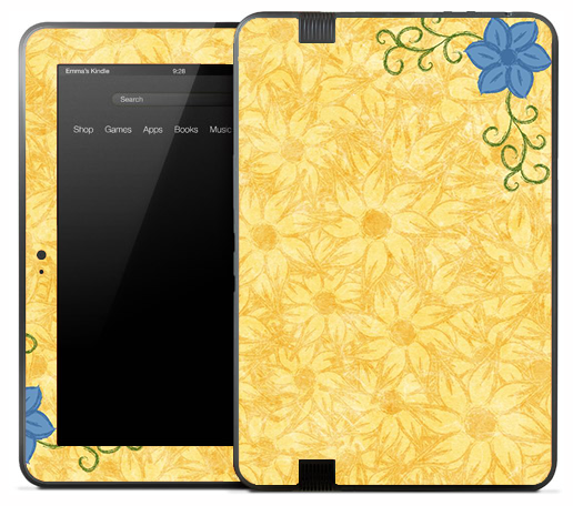 Stamped Yellow Flower Skin for the Amazon Kindle