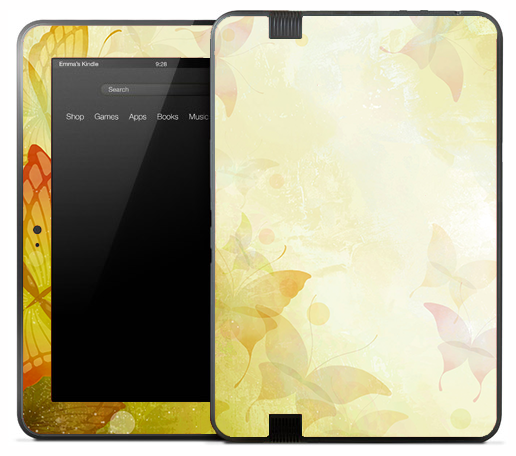 Shadowed Yellow Butterfly Skin for the Amazon Kindle
