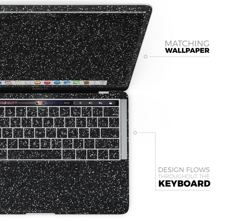 Sparkling Black Ultra Metallic Glitter - Skin Decal Wrap Kit Compatible with the Apple MacBook Pro, Pro with Touch Bar or Air (11", 12", 13", 15" & 16" - All Versions Available)