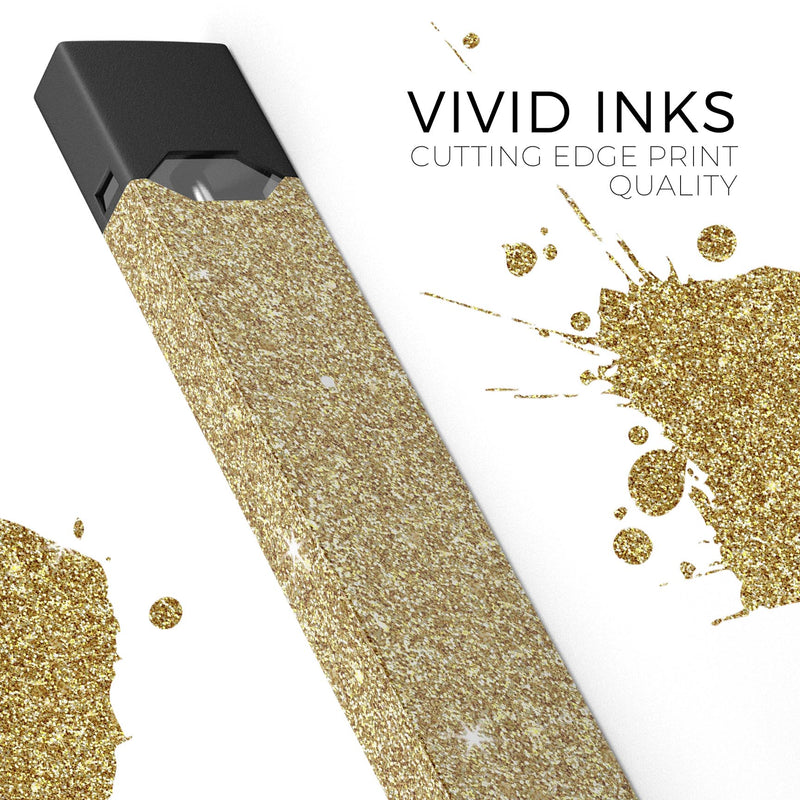 Sparkling Gold Ultra Metallic Glitter - Premium Decal Protective Skin-Wrap Sticker compatible with the Juul Labs vaping device