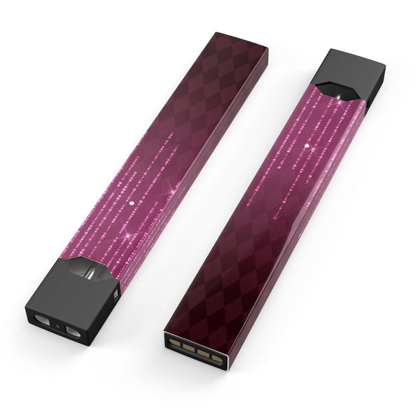 Sprakling Pink Orbs Over Burgundy Diamonds - Premium Decal Protective Skin-Wrap Sticker compatible with the Juul Labs vaping device