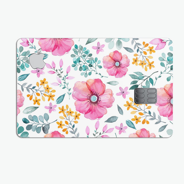 Subtle Watercolor Pink Floral - Premium Protective Decal Skin-Kit for the Apple Credit Card