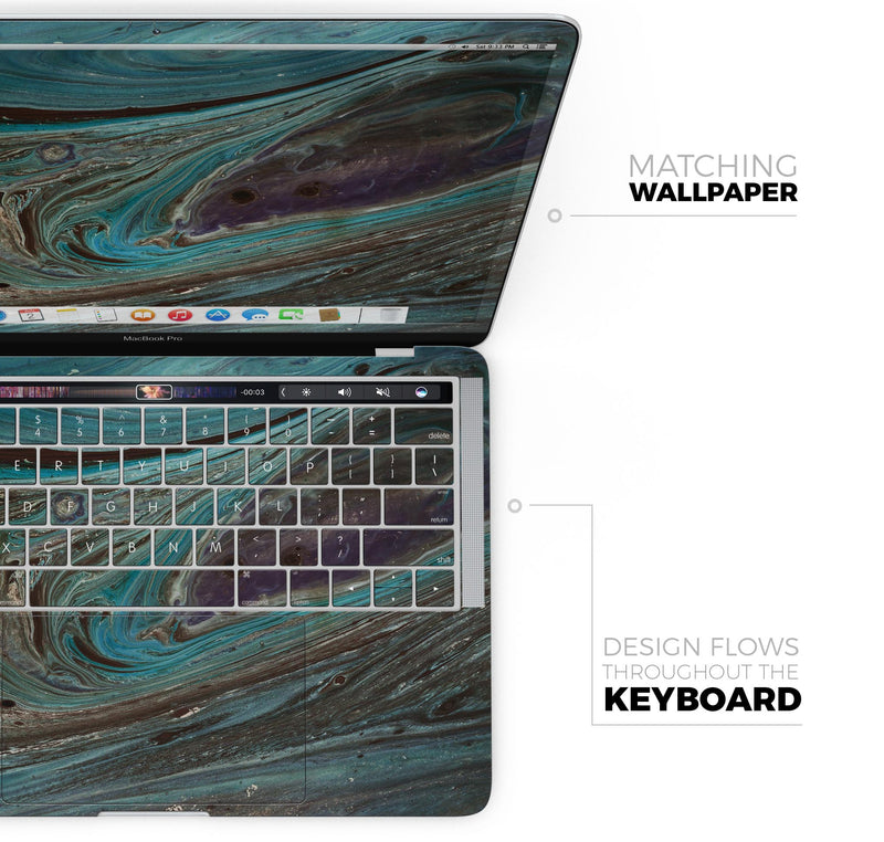 Swirling Dark Acrylic Marble- Skin Decal Wrap Kit Compatible with the Apple MacBook Pro, Pro with Touch Bar or Air (11", 12", 13", 15" & 16" - All Versions Available)