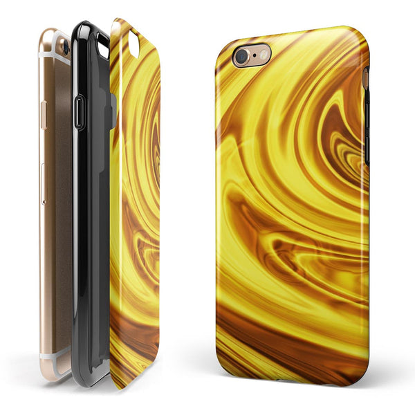 Swirling Liquid Gold iPhone 6/6s or 6/6s Plus 2-Piece Hybrid INK-Fuzed Case