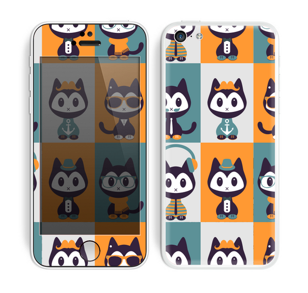 The Retro Cats with Accessories Skin for the Apple iPhone 5c