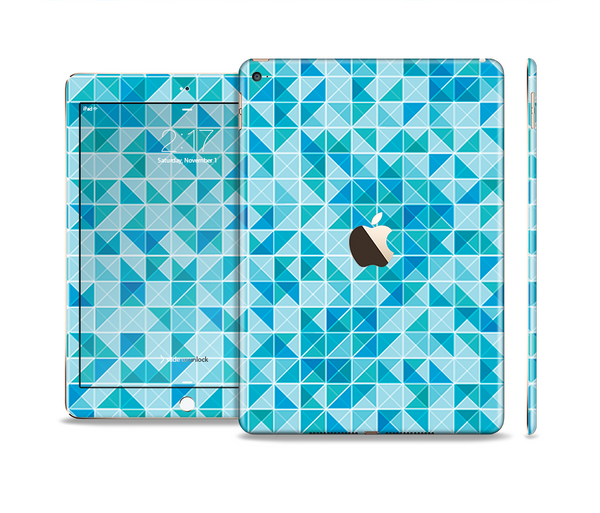 The Abstarct Blue Triangular Cubes Skin Set for the Apple iPad Pro