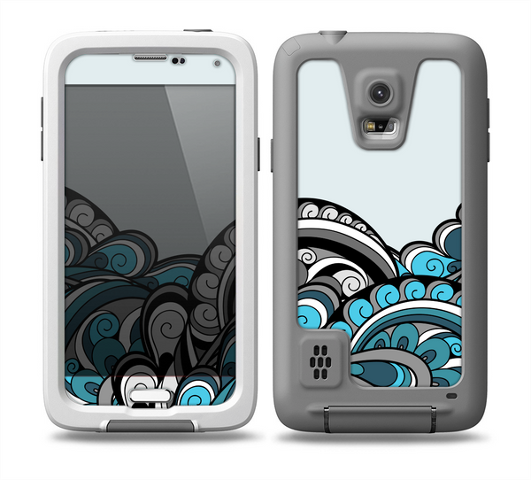 The Abstract Black & Blue Paisley Waves Skin for the Samsung Galaxy S5 frē LifeProof Case