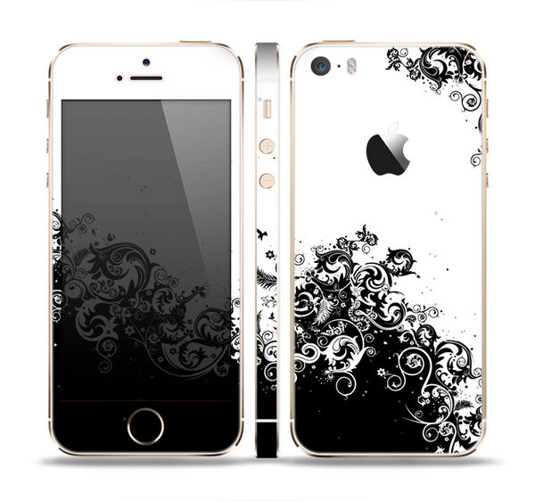 The Abstract Black & White Swirls Skin Set for the Apple iPhone 5s