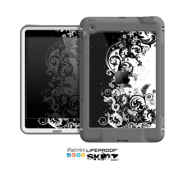 The Abstract Black & White Swirls Skin for the Apple iPad Mini LifeProof Case
