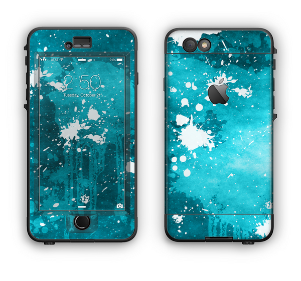 The Abstract Bleu Paint Splatter Apple iPhone 6 LifeProof Nuud Case Skin Set