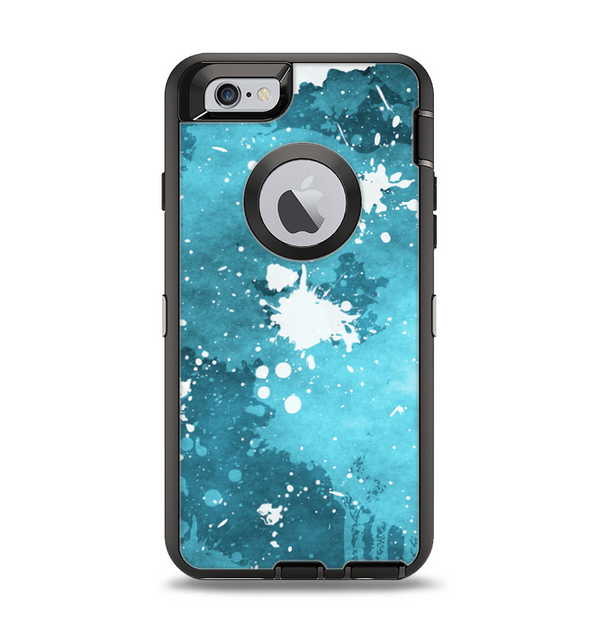 The Abstract Bleu Paint Splatter Apple iPhone 6 Otterbox Defender Case Skin Set