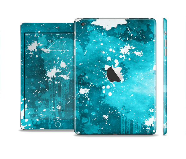 The Abstract Bleu Paint Splatter Full Body Skin Set for the Apple iPad Mini 2
