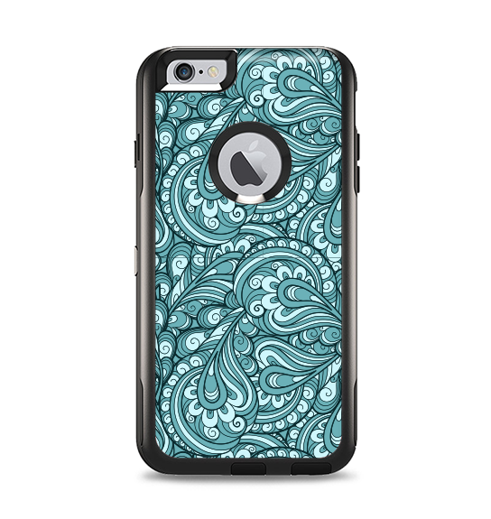 The Abstract Blue Feather Paisley Apple iPhone 6 Plus Otterbox Commuter Case Skin Set
