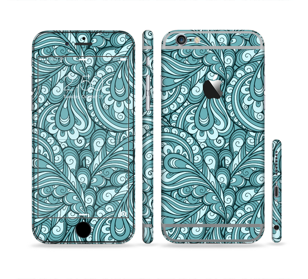 The Abstract Blue Feather Paisley Sectioned Skin Series for the Apple iPhone 6s Plus