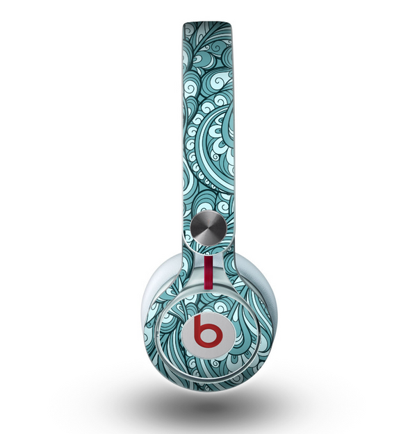 The Abstract Blue Feather Paisley Skin for the Beats by Dre Mixr Headphones