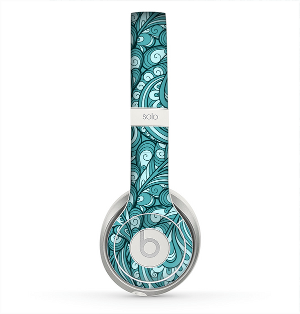 The Abstract Blue Feather Paisley Skin for the Beats by Dre Solo 2 Headphones
