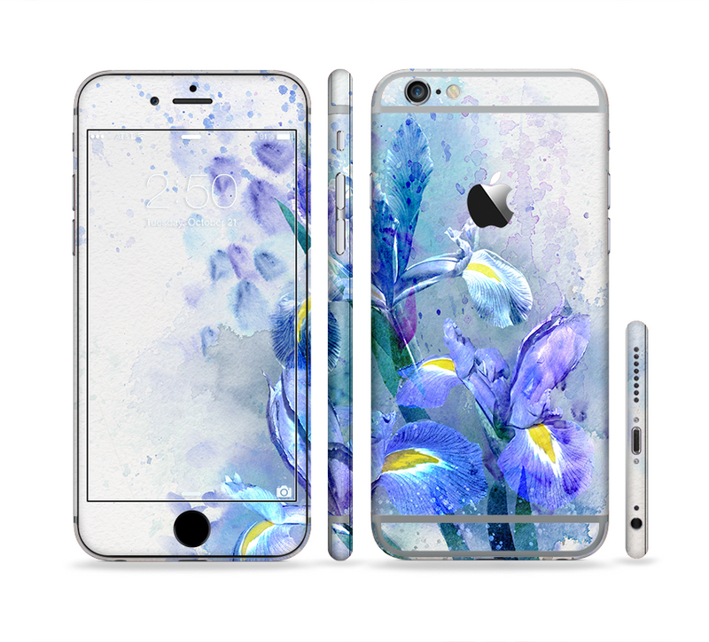 The Abstract Blue Floral Art Sectioned Skin Series for the Apple iPhone 6