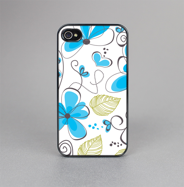 The Abstract Blue Floral Pattern V4 Skin-Sert for the Apple iPhone 4-4s Skin-Sert Case