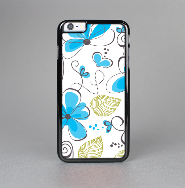 The Abstract Blue Floral Pattern V4 Skin-Sert for the Apple iPhone 6 Skin-Sert Case