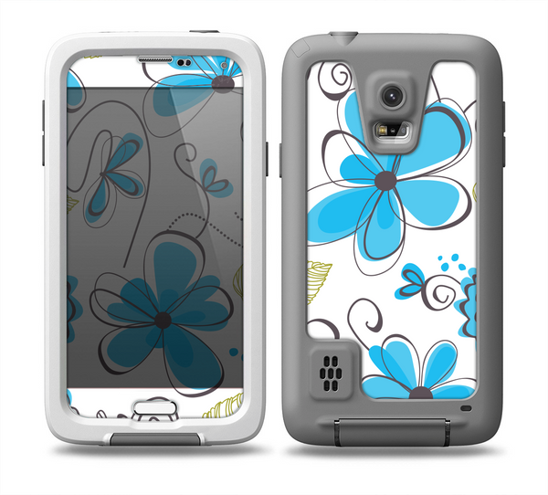 The Abstract Blue Floral Pattern V4 Skin for the Samsung Galaxy S5 frē LifeProof Case