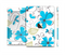 The Abstract Blue Floral Pattern V4 Full Body Skin Set for the Apple iPad Mini 3