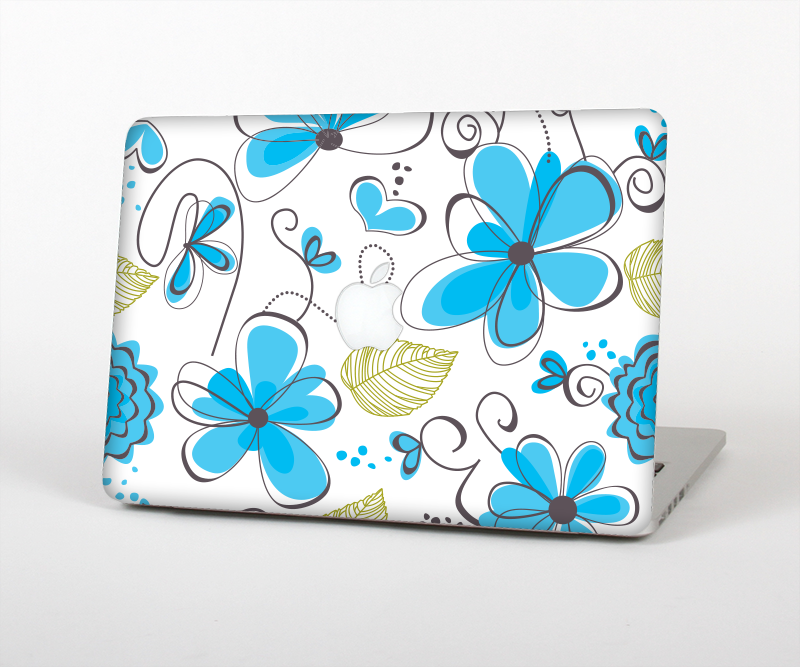 The Abstract Blue Floral Pattern V4 Skin for the Apple MacBook Pro Retina 13"