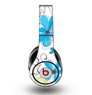 The Abstract Blue Floral Pattern V4 Skin for the Original Beats by Dre Studio Headphones