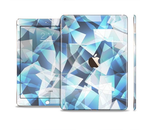 The Abstract Blue Overlay Shapes Skin Set for the Apple iPad Air 2