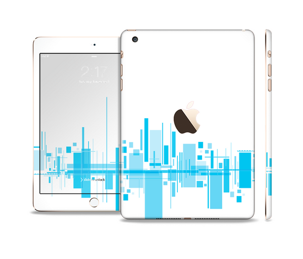 The Abstract Blue Skyline View Full Body Skin Set for the Apple iPad Mini 3