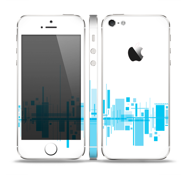 The Abstract Blue Skyline View Skin Set for the Apple iPhone 5