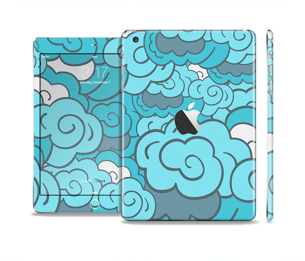 The Abstract Blue Vector Seamless Cloud Pattern Skin Set for the Apple iPad Mini 4