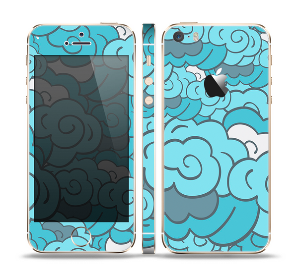 The Abstract Blue Vector Seamless Cloud Pattern Skin Set for the Apple iPhone 5s