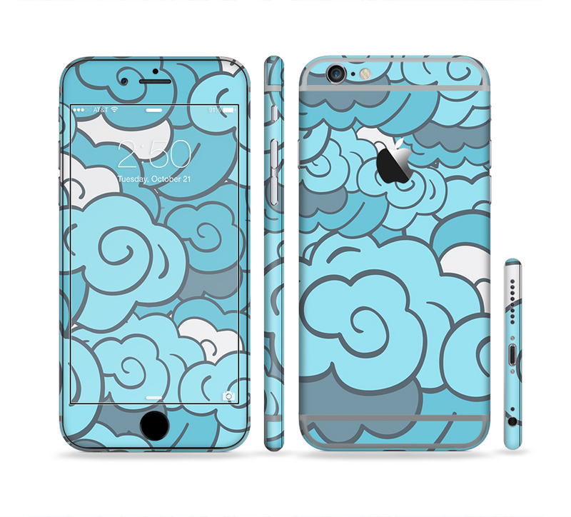 The Abstract Blue Vector Seamless Cloud Pattern Sectioned Skin Series for the Apple iPhone 6s Plus