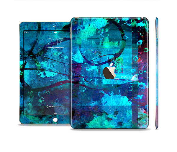 The Abstract Blue Vibrant Colored Art Skin Set for the Apple iPad Pro