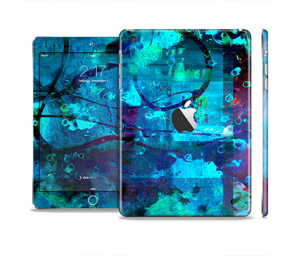 The Abstract Blue Vibrant Colored Art Full Body Skin Set for the Apple iPad Mini 2